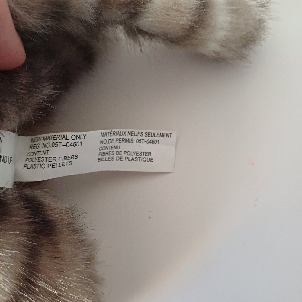 The Bearington Collection Realistic Grey Stripped Laying Tabby Bow Kitty Cat 9'' - Picture 9 of 14